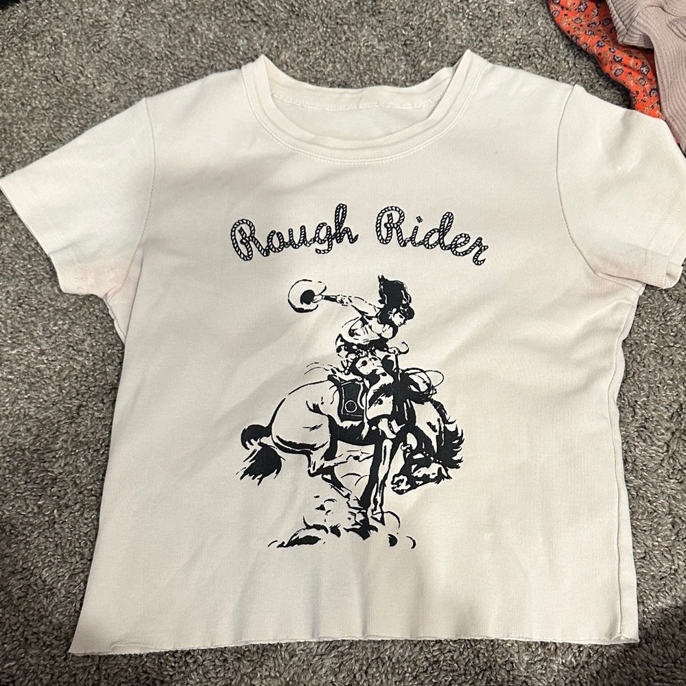 Brandy Melville White Rough Rider Kids Tee